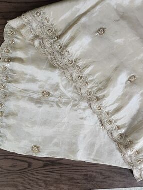 Gold Silk Embroidered Dupatta Indian Wedding Attire